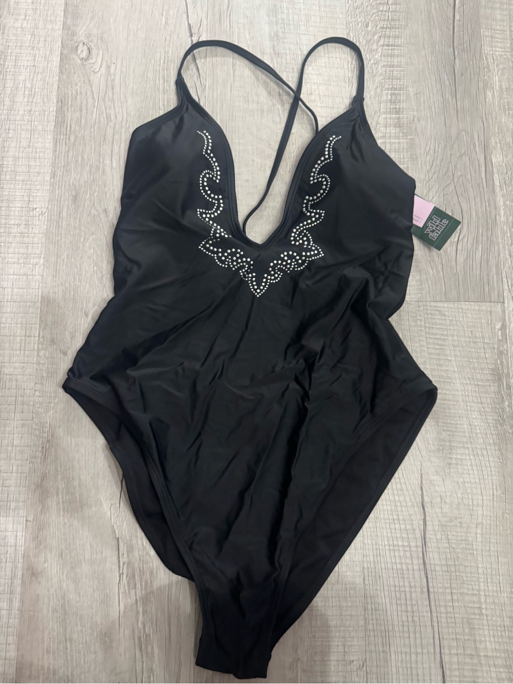 wild fable Black One-Piece Swimsuit with Rhinestone Detail